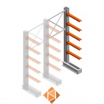 Medium draagarmstelling IT enkelzijdig 2455x1000x600 5 niveaus aanbouwsectie