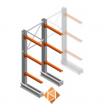 Medium draagarmstelling IT enkelzijdig 2455x1000x800 3 niveaus beginsectie