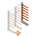 Medium draagarmstelling IT enkelzijdig 2455x1000x800 6 niveaus aanbouwsectie