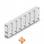 Voordeelrij Legbordstelling Heavy Duty 2500x7000x600, 6 niveaus metaal verzinkt 150 kg