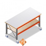 Mobiele werkbank, werktafel op wielen dubbellaags met voorgemonteerde frames 1850x1000x940