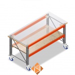 Mobiele werkbank, werktafel op wielen dubbellaags zonder voorgemonteerde frames 1850x1000x940