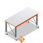 Mobiele werkbank, werktafel op wielen enkellaags met voorgemonteerde frames 1850x1000x940