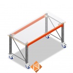 Mobiele werkbank, werktafel op wielen enkellaags zonder voorgemonteerde frames 1850x1000x940