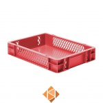 Transportkrat Euronorm plastic bak, krat TK1 400x300x75 rood