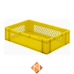 Transportkrat Euronorm plastic bak, krat TK1 600x400x145 geel