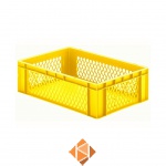 Transportkrat Euronorm plastic bak, krat TK1 600x400x175 geel