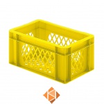 Transportkrat Euronorm plastic bak, krat TK2 300x200x145 geel