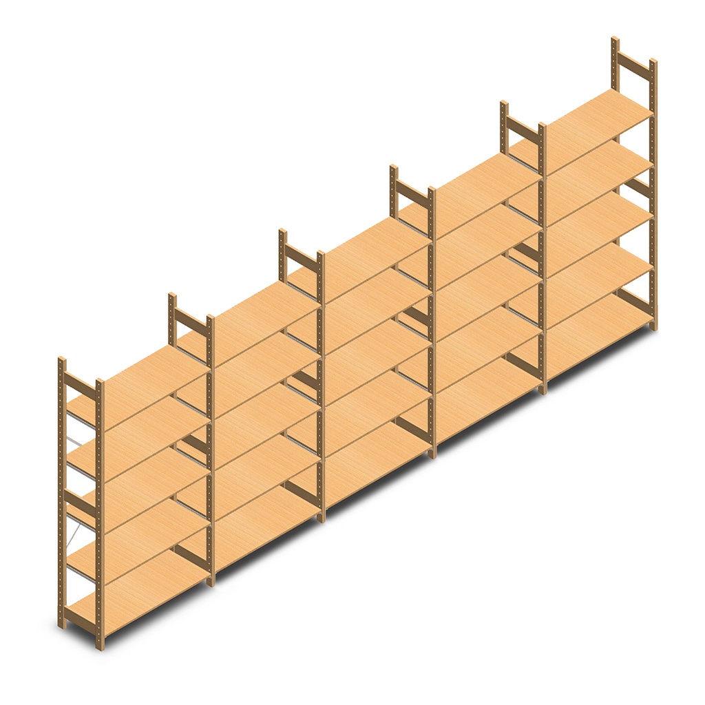 Voordeelrii houten legbordstelling bt euro 2100x5030x400 