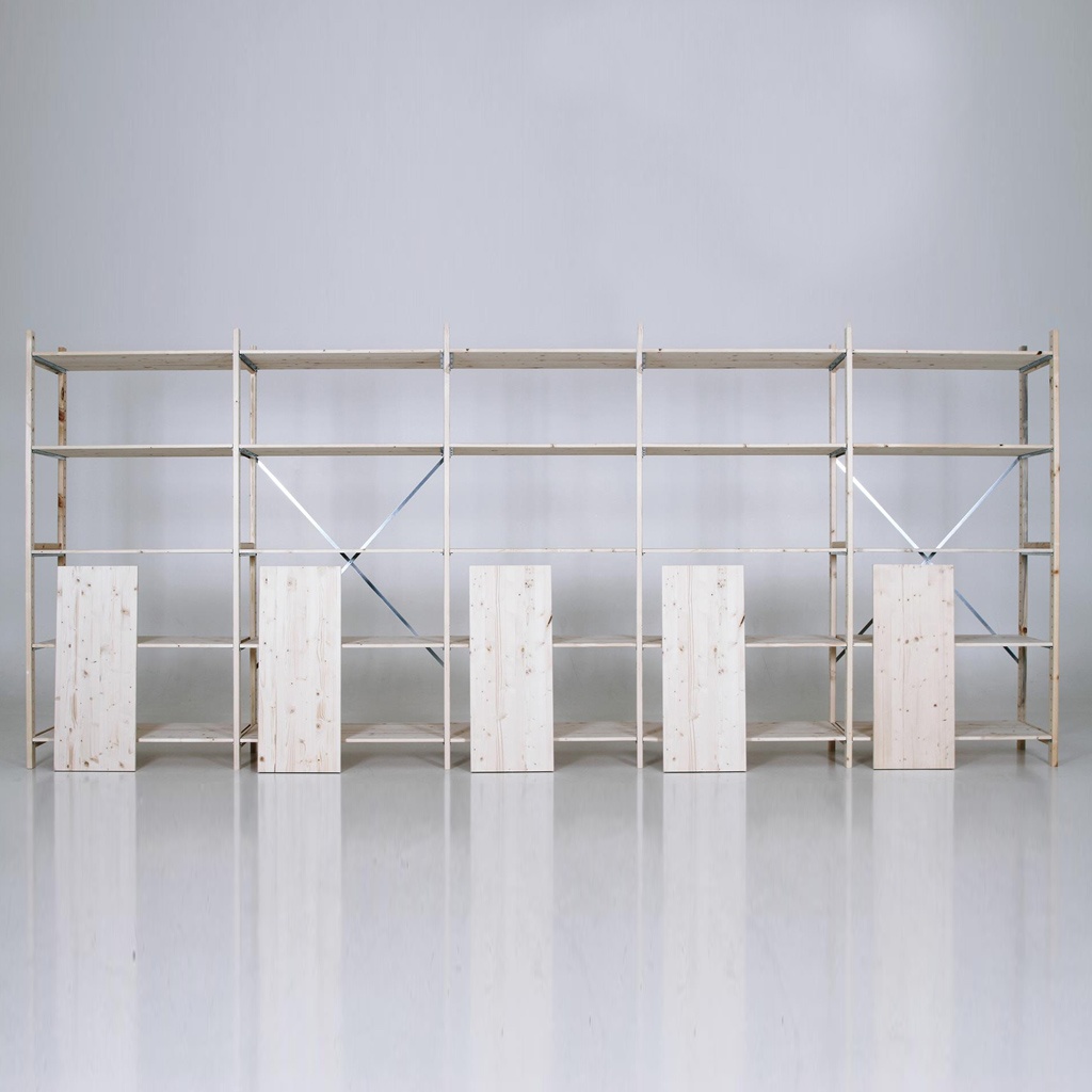 Voordeelrii houten legbordstelling bt euro 2100x5030x400 