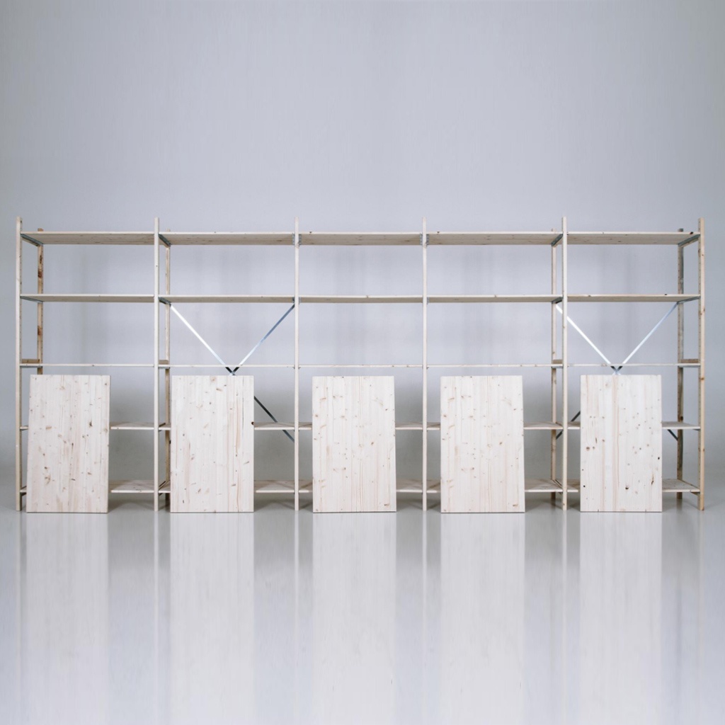 Voordeelrii houten legbordstelling bt euro 2100x5030x600 