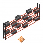 Voordeelrij bandenstelling grootvak AR 2500x6240x400 mm (hxbxd) 3 secties 3 niveaus antraciet