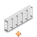 Voordeelrij Legbordstelling Heavy Duty 2000x5000x800, 5 niveaus metaal verzinkt 250 kg