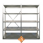 Voordeelrij Legbordstelling Light Duty 2000x7000x800, 5 niveaus metaal verzinkt 140 kg