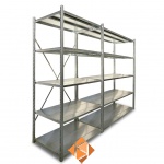 Voordeelrij Legbordstelling Light Duty 2000x7000x800, 5 niveaus metaal verzinkt 140 kg
