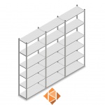 Voordeelrij Legbordstelling Light Duty 2500x3000x400, 6 niveaus metaal verzinkt 120 kg