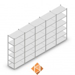 Voordeelrij Legbordstelling Light Duty 2500x5000x600, 6 niveaus metaal verzinkt 80 kg