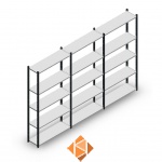 Voordeelrij Legbordstelling Medium Duty 2000x3000x300, 5 niveaus metaal antraciet 90 kg
