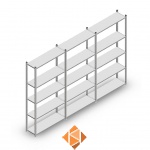 Voordeelrij Legbordstelling Medium Duty 2000x3000x300, 5 niveaus metaal verzinkt 90 kg