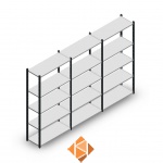 Voordeelrij Legbordstelling Medium Duty 2000x3000x400, 5 niveaus metaal antraciet 90 kg
