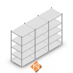 Voordeelrij Legbordstelling Medium Duty 2000x3000x800, 5 niveaus metaal verzinkt 180 kg