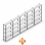 Voordeelrij Legbordstelling Medium Duty 2000x5000x300, 5 niveaus metaal antraciet 90 kg