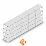 Voordeelrij Legbordstelling Medium Duty 2000x5000x700, 5 niveaus metaal verzinkt 180 kg