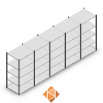 Voordeelrij Legbordstelling Medium Duty 2000x5000x800, 5 niveaus metaal antraciet 180 kg