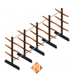 Voordeelrij lichte draagarmstelling dubbelzijdig 2000x4100x500 3 niveaus