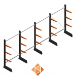 Voordeelrij lichte draagarmstelling enkelzijdig 2000x5100x500 3 niveaus