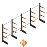 Voordeelrij lichte draagarmstelling enkelzijdig 2000x5100x600 3 niveaus