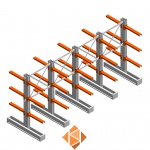 Voordeelrij medium draagarmstelling IT dubbelzijdig 1990x4000x600 3 niveaus