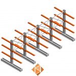 Voordeelrij medium draagarmstelling IT dubbelzijdig 1990x4800x800 3 niveaus