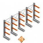 Voordeelrij medium draagarmstelling IT enkelzijdig 1990x4000x600 3 niveaus
