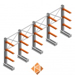 Voordeelrij medium draagarmstelling IT enkelzijdig 1990x4800x600 3 niveaus