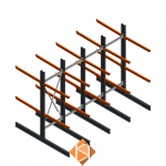 Voordeelrij zware draagarmstelling dubbelzijdig 3000x4082 armlengte 1200 2 niveaus