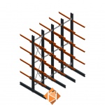 Voordeelrij zware draagarmstelling dubbelzijdig 5000x4100 armlengte 1200 4 niveaus
