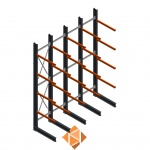 Voordeelrij zware draagarmstelling enkelzijdig 5000x4100 armlengte 1200 4 niveaus