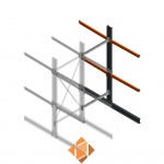 Zware draagarmstelling dubbelzijdig 3000x1200x1200 2 niveaus d345 aanbouwsectie