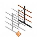 Zware draagarmstelling dubbelzijdig 3000x1200x1200 3 niveaus d345 aanbouwsectie