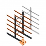 Zware draagarmstelling dubbelzijdig 3000x1200x1200 4 niveaus d345 beginsectie
