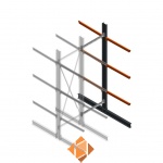 Zware draagarmstelling dubbelzijdig 4000x1200x1200 3 niveaus d650 aanbouwsectie