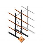 Zware draagarmstelling dubbelzijdig 4000x1200x1200 3 niveaus d650 beginsectie