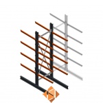 Zware draagarmstelling dubbelzijdig 4000x1200x1200 4 niveaus d345 beginsectie