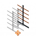 Zware draagarmstelling dubbelzijdig 4000x1200x1200 4 niveaus d650 aanbouwsectie Zware draagarmstelling dubbelzijdig 4000x1200x1200 4 niveaus d650 aanbouwsectie