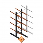 Zware draagarmstelling dubbelzijdig 5000x1200x1200 4 niveaus d650 beginsectie