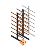 Zware draagarmstelling dubbelzijdig 5000x1200x1200 6 niveaus d345 beginsectie Zware draagarmstelling dubbelzijdig 5000x1200x1200 6 niveaus d345 beginsectie