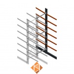 Zware draagarmstelling dubbelzijdig 5000x1200x1200 6 niveaus d650 aanbouwsectie Zware draagarmstelling dubbelzijdig 5000x1200x1200 6 niveaus d650 aanbouwsectie