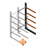Zware draagarmstelling enkelzijdig 3000x1000x1200 4 niveaus aanbouwsectie