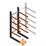 Zware draagarmstelling enkelzijdig 3000x1000x1200 4 niveaus beginsectie